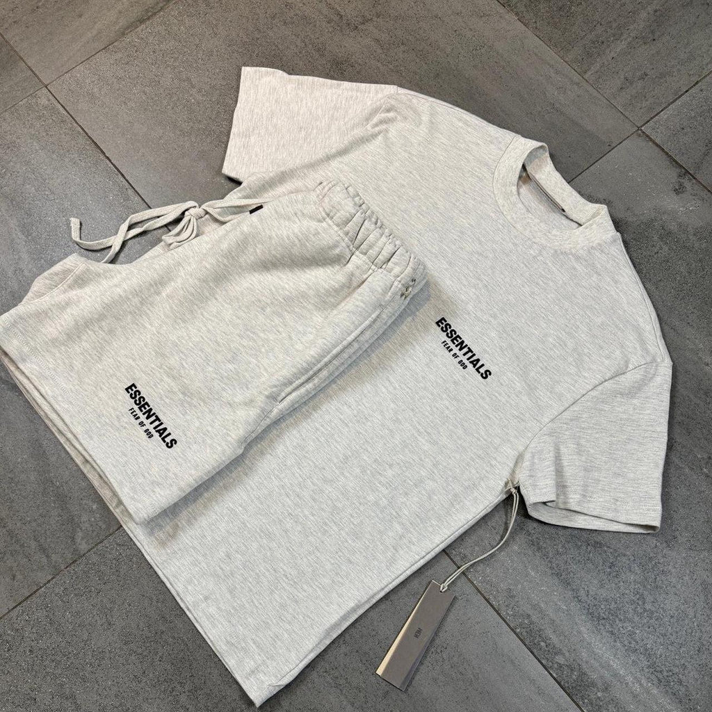 Fear of God Essentials Light Oat Meal Shorts and Shirt Set
